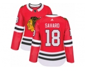 Women's Adidas Chicago Blackhawks #18 Denis Savard Authentic Red Home NHL Jersey