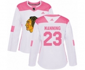 Women's Adidas Chicago Blackhawks #23 Brandon Manning Authentic White Pink Fashion NHL Jersey
