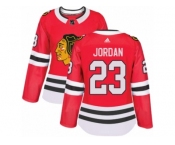 Women's Adidas Chicago Blackhawks #23 Michael Jordan Authentic Red Home NHL Jersey
