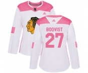 Women's Adidas Chicago Blackhawks #27 Adam Boqvist Authentic White Pink Fashion NHL Jersey