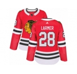 Women's Adidas Chicago Blackhawks #28 Steve Larmer Authentic Red Home NHL Jersey
