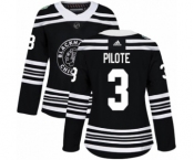 Women's Adidas Chicago Blackhawks #3 Pierre Pilote Authentic Black 2019 Winter Classic NHL Jersey