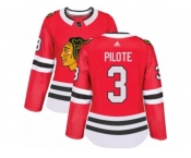 Women's Adidas Chicago Blackhawks #3 Pierre Pilote Authentic Red Home NHL Jersey