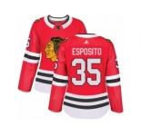 Women's Adidas Chicago Blackhawks #35 Tony Esposito Premier Red Home NHL Jersey