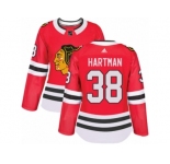 Women's Adidas Chicago Blackhawks #38 Ryan Hartman Premier Red Home NHL Jersey