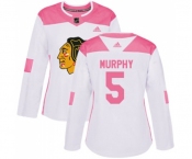 Women's Adidas Chicago Blackhawks #5 Connor Murphy Authentic White Pink Fashion NHL Jersey
