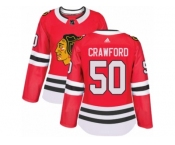 Women's Adidas Chicago Blackhawks #50 Corey Crawford Authentic Red Home NHL Jersey