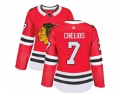 Women's Adidas Chicago Blackhawks #7 Chris Chelios Authentic Red Home NHL Jersey