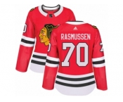 Women's Adidas Chicago Blackhawks #70 Dennis Rasmussen Authentic Red Home NHL Jersey
