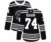 Women's Adidas Chicago Blackhawks #74 Nicolas Beaudin Authentic Black 2019 Winter Classic NHL Jersey
