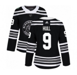 Women's Adidas Chicago Blackhawks #9 Bobby Hull Authentic Black 2019 Winter Classic NHL Jersey