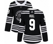 Women's Adidas Chicago Blackhawks #9 Bobby Hull Authentic Black 2019 Winter Classic NHL Jersey