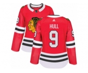 Women's Adidas Chicago Blackhawks #9 Bobby Hull Authentic Red Home NHL Jersey