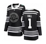 Women's Chicago Blackhawks #1 Glenn Hall Black 2019 Winter Classic Fanatics Branded Breakaway NHL Jersey