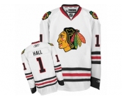 Women's Reebok Chicago Blackhawks #1 Glenn Hall Premier White Away NHL Jersey