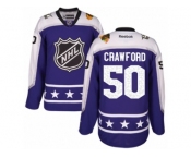 Women's Reebok Chicago Blackhawks #50 Corey Crawford Authentic Purple Central Division 2017 All-Star NHL Jersey