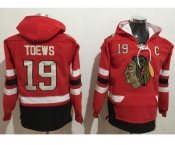 Chicago Blackhawks #19 Jonathan Toews Red Name & Number Pullover NHL Hoodie