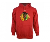 Chicago Blackhawks Red Old Time Hockey Big Logo with Crest Pullover Hoodie