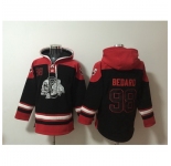 Men Chicago Blackhawks 98 Connor Bedard Black Lace Up Pullover Hoodie