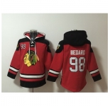 Men Chicago Blackhawks 98 Connor Bedard Red Lace Up Pullover Hoodie