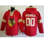 Men's Chicago Blackhawks #00 Clark Griswold Red Pullover Hoodie Stitched NHL Jersey