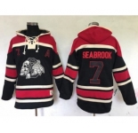 Men's Chicago Blackhawks #7 Brent Seabrook Black Sawyer Hooded Sweatshirt Stitched NHL Jersey