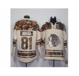 Men's Chicago Blackhawks #81 Marian Hossa Cream Camo Stitched NHL Jersey
