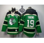 NHL Chicago Blackhawks #19 Jonathan Toews Green St. Patrick's Day McNary Lace Hoodie 2015 Stanley Cup Stitched Jerseys