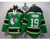 NHL Chicago Blackhawks #19 Jonathan Toews Green St. Patrick's Day McNary Lace Hoodie 2015 Stanley Cup Stitched Jerseys