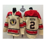 NHL Chicago Blackhawks #2 Duncan Keith Cream Sawyer Hooded Sweatshirt 2015 Stanley Cup Stitched Jerseys