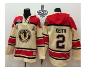 NHL Chicago Blackhawks #2 Duncan Keith Cream Sawyer Hooded Sweatshirt 2015 Stanley Cup Stitched Jerseys