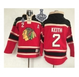NHL Chicago Blackhawks #2 Duncan Keith Red Sawyer Hooded Sweatshirt 2015 Stanley Cup Stitched Jerseys