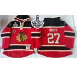 NHL Chicago Blackhawks #27 Johnny Oduya Red Sawyer Hooded Sweatshirt 2015 Stanley Cup Stitched Jersey