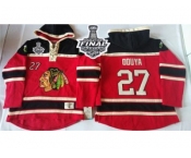 NHL Chicago Blackhawks #27 Johnny Oduya Red Sawyer Hooded Sweatshirt 2015 Stanley Cup Stitched Jersey