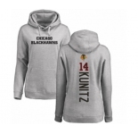 NHL Women Adidas Chicago Blackhawks #14 Chris Kunitz Ash Backer Pullover Hoodie