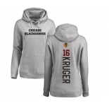 NHL Women Adidas Chicago Blackhawks #16 Marcus Kruger Ash Backer Pullover Hoodie