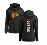 NHL Women Adidas Chicago Blackhawks #30 Cam Ward Black Backer Pullover Hoodie