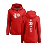 NHL Women Adidas Chicago Blackhawks #30 Cam Ward Red One Color Backer Pullover Hoodie
