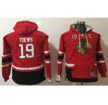 Youth Chicago Blackhawks #19 Jonathan Toews Red Name & Number Pullover NHL Hoodie
