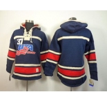 nhl jerseys #37 blue USA[pullover hooded sweatshirt]