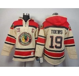 nhl jerseys chicago blackhawks #19 toews cream[pullover hooded sweatshirt][patch C]