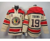 nhl jerseys chicago blackhawks #19 toews cream[pullover hooded sweatshirt][patch C]