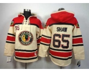 nhl jerseys chicago blackhawks #65 shaw cream-red[pullover hooded sweatshirt]