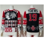 NHL Chicago Blackhawks #19 Jonathan Toews Black Red Sweater