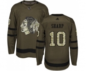 Youth Adidas Chicago Blackhawks #10 Patrick Sharp Authentic Green Salute to Service NHL Jersey