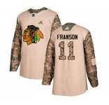 Youth Adidas Chicago Blackhawks #11 Cody Franson Authentic Camo Veterans Day Practice NHL Jersey
