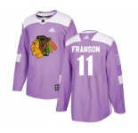 Youth Adidas Chicago Blackhawks #11 Cody Franson Authentic Purple Fights Cancer Practice NHL Jersey