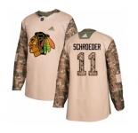 Youth Adidas Chicago Blackhawks #11 Jordan Schroeder Authentic Camo Veterans Day Practice NHL Jersey