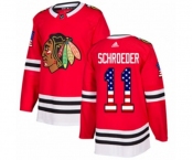 Youth Adidas Chicago Blackhawks #11 Jordan Schroeder Authentic Red USA Flag Fashion NHL Jersey