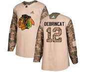 Youth Adidas Chicago Blackhawks #12 Alex DeBrincat Authentic Camo Veterans Day Practice NHL Jersey